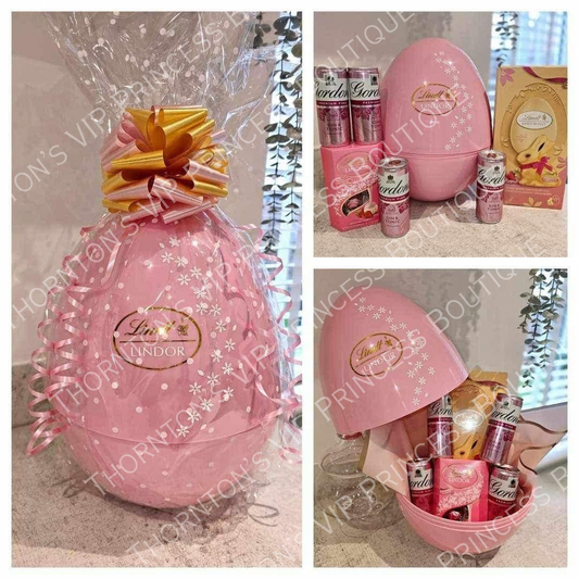 Pink Lindt Filled Christmas Gift XL Egg Hamper