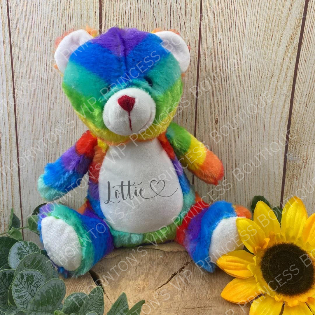 Personalised Rainbow Plush Bear