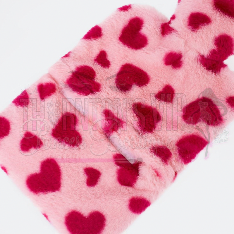 Heart Print Faux Fur Hot Water Bottle