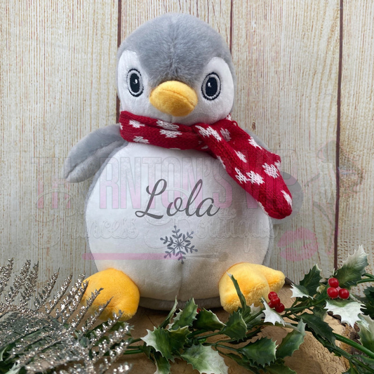 Personalised Christmas Snowflake Teddy - Penguin
