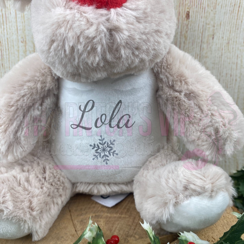 Personalised Christmas snowflake Teddy - Reindeer