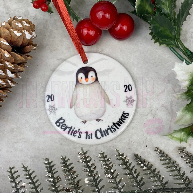 Personalised Penguin 1st Christmas Hanging Decoration