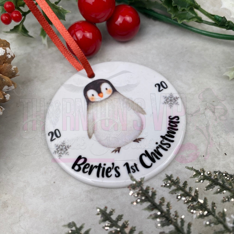 Personalised Penguin 1st Christmas Hanging Decoration