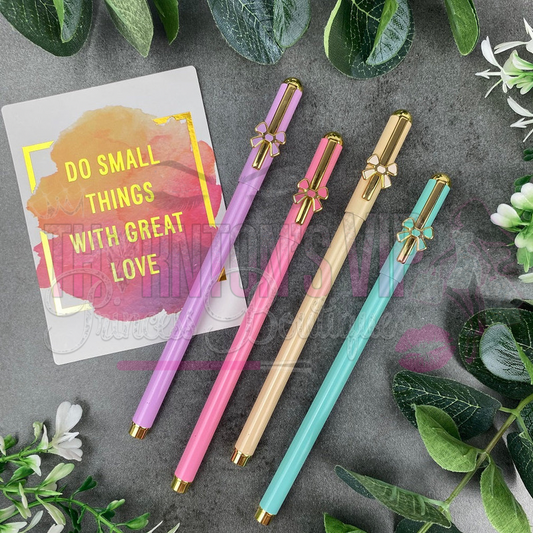 Pack Of Four Pastel Bow Ballpoint Pens