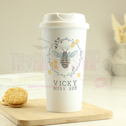 Personalised Bee Insulated Travel Cup