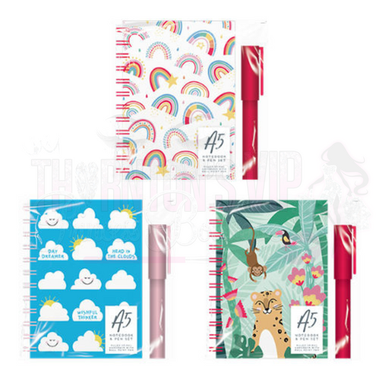 Kids A5 Notebook & Pen Set - Three Designs