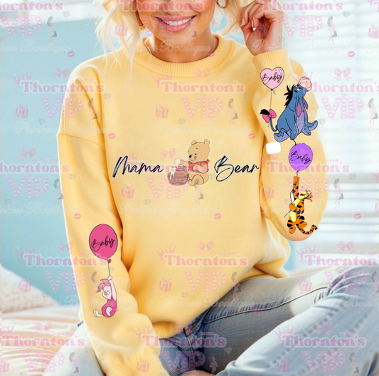 Personalised Mama Yellow Bear Custom Sleeves Jumper