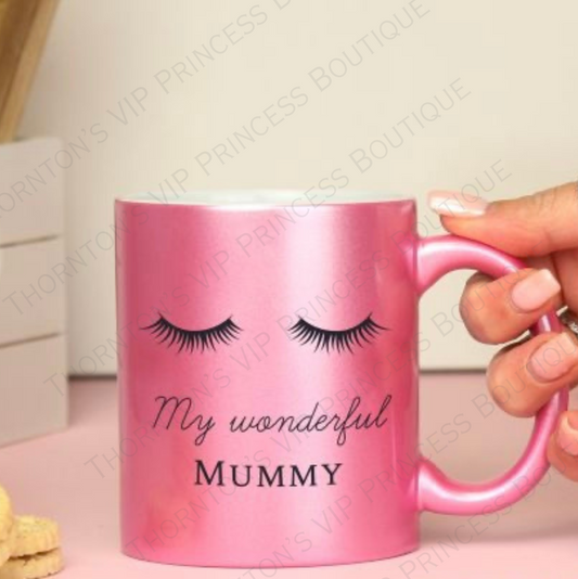 Personalised Eyelashes Pink Glitter Mug