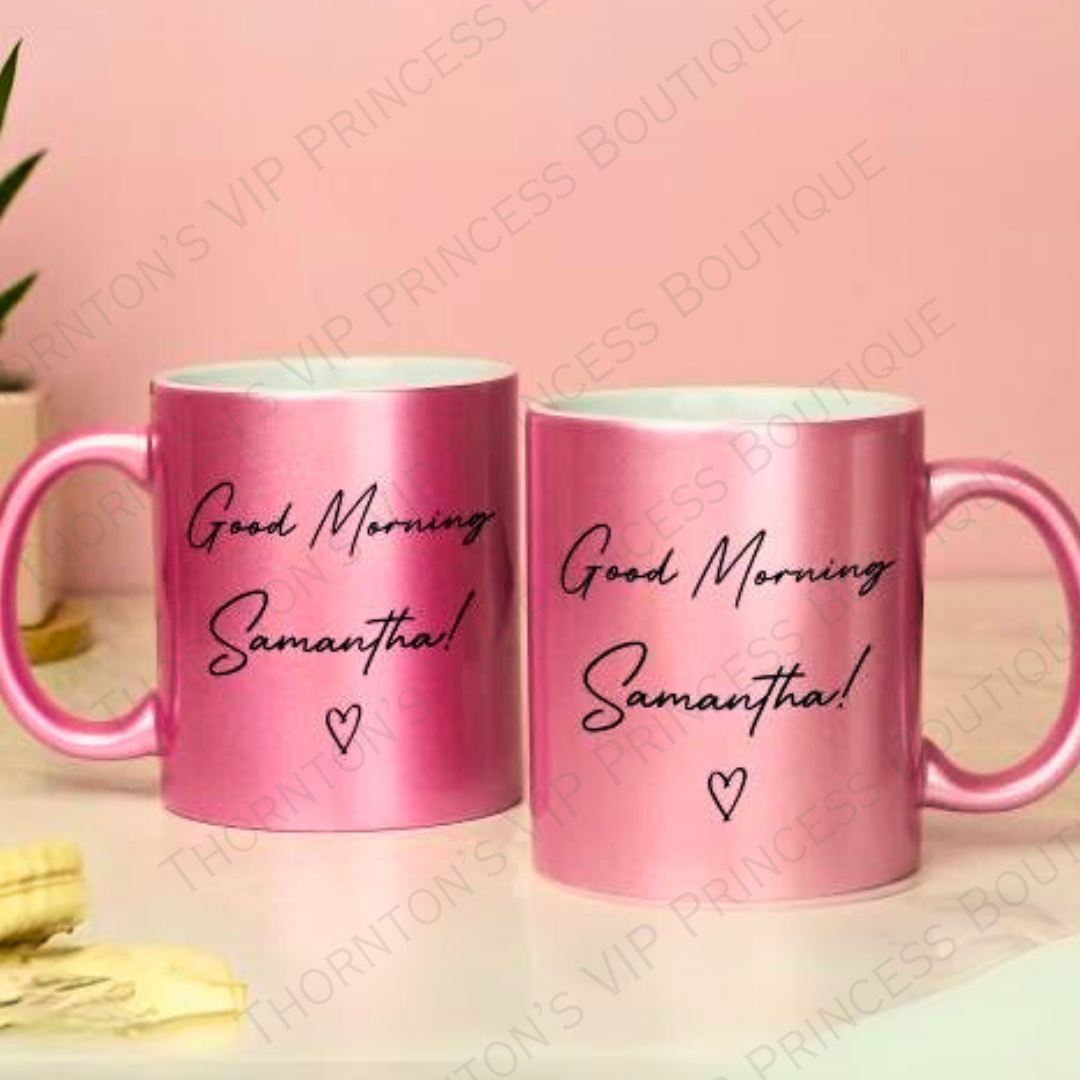 Personalised Pink Glitter Mug