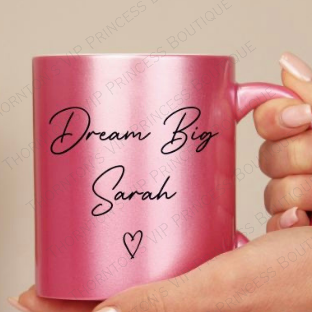 Personalised Pink Glitter Mug