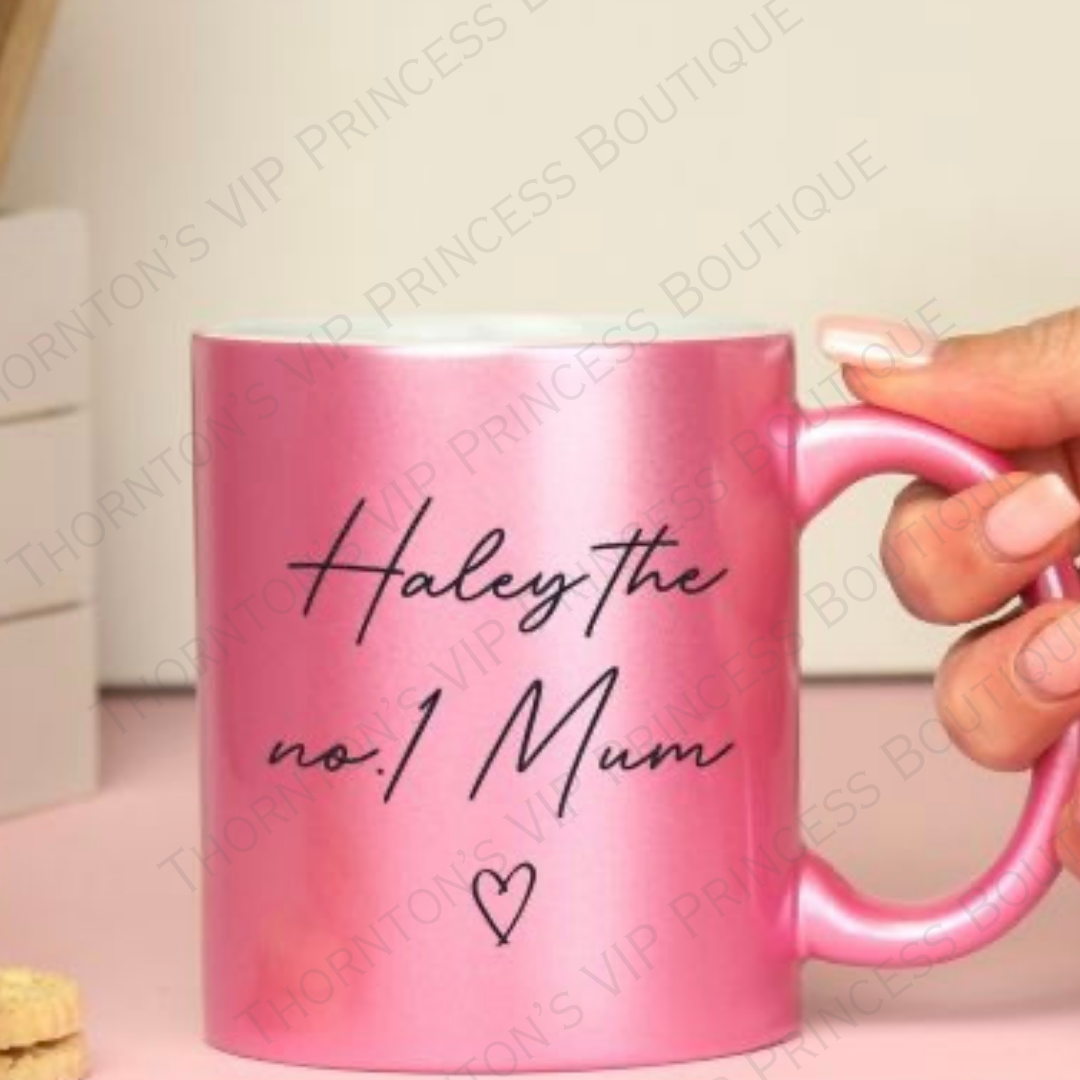 Personalised Pink Glitter Mug