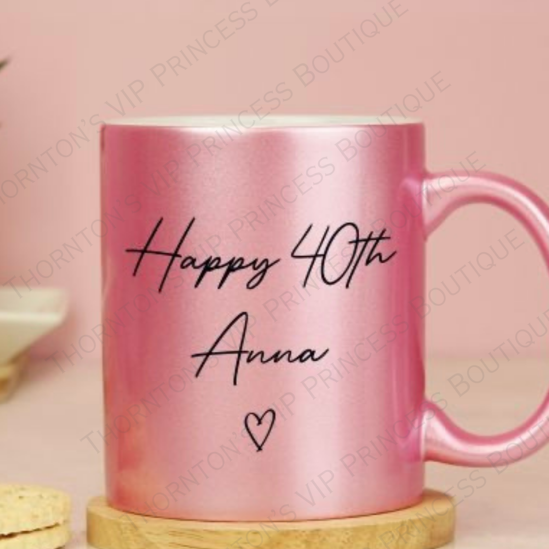 Personalised Pink Glitter Mug