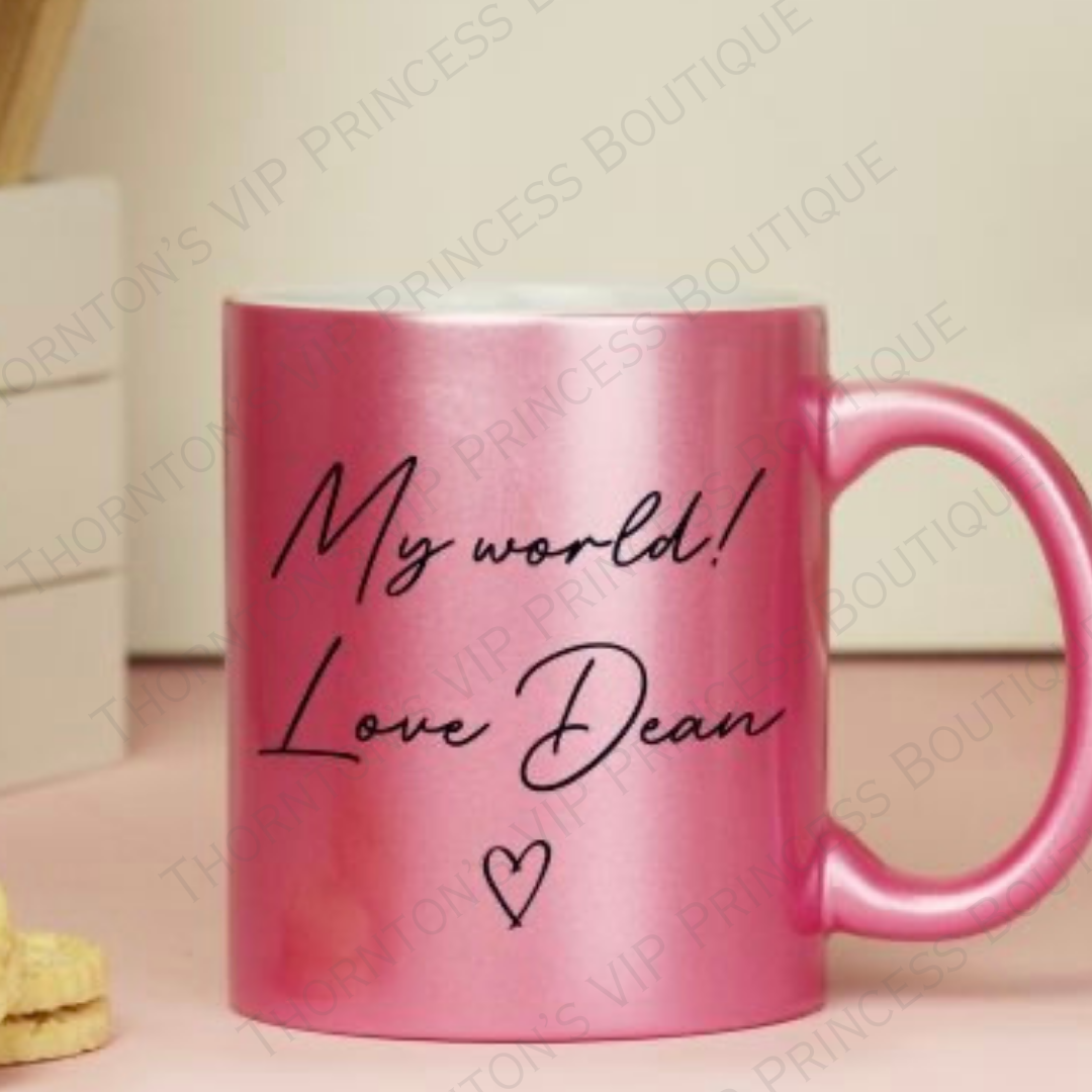 Personalised Pink Glitter Mug