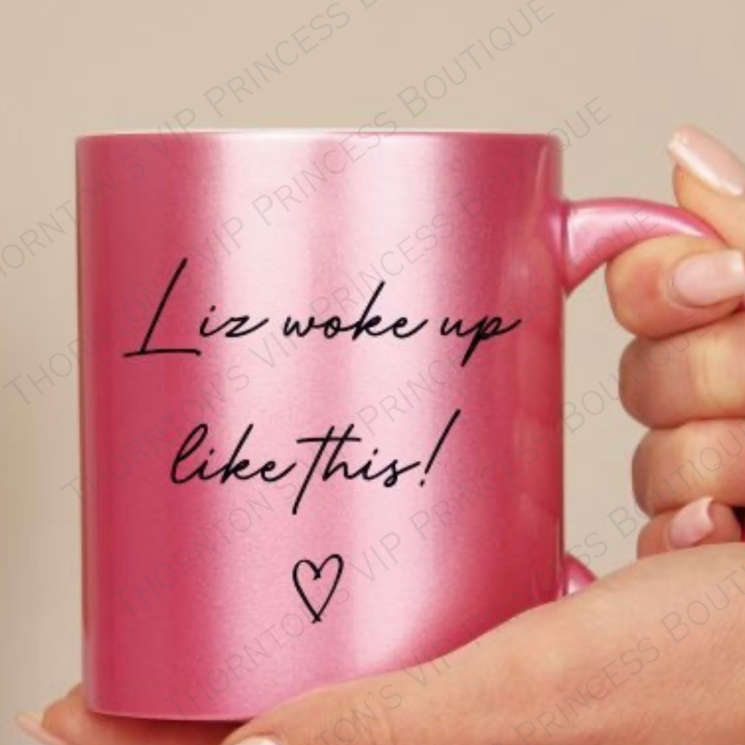 Personalised Pink Glitter Mug