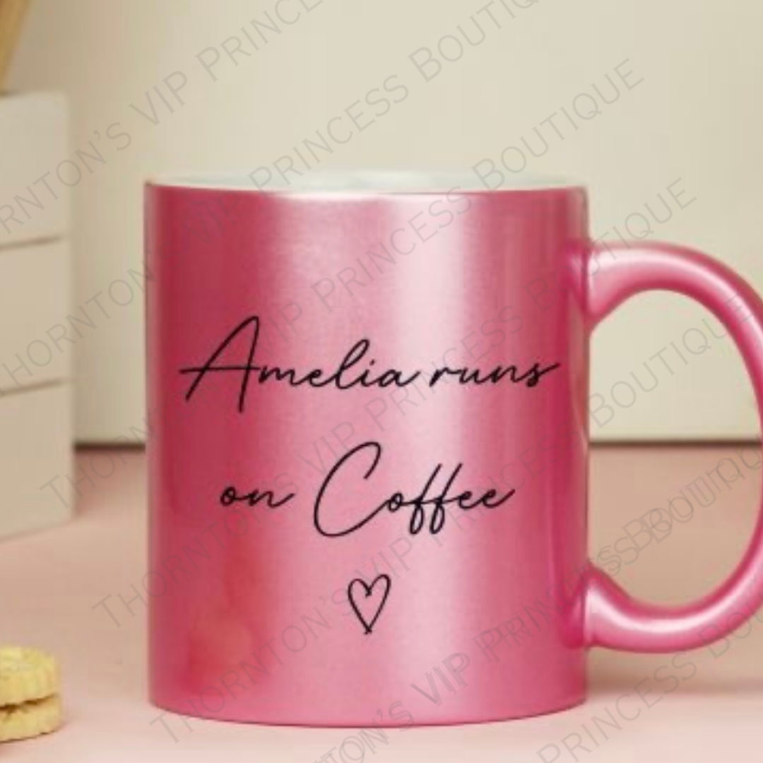 Personalised Pink Glitter Mug