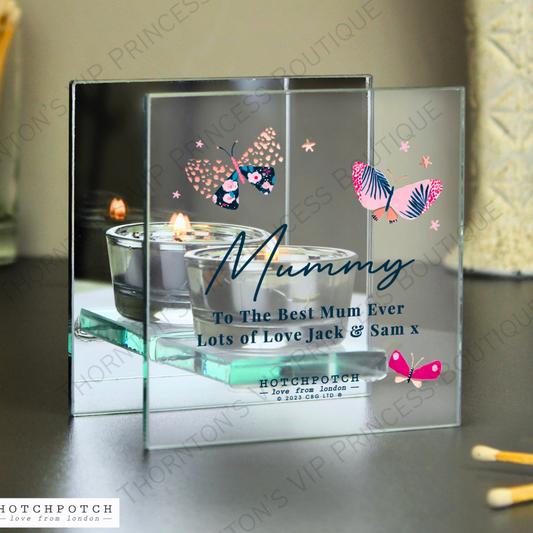 Personalised Butterfly Mirrored Tealight Holder