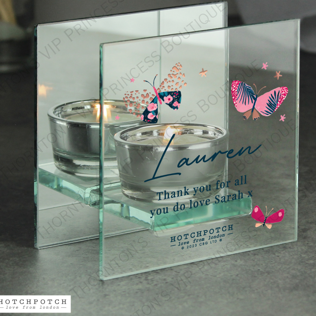 Personalised Butterfly Mirrored Tealight Holder