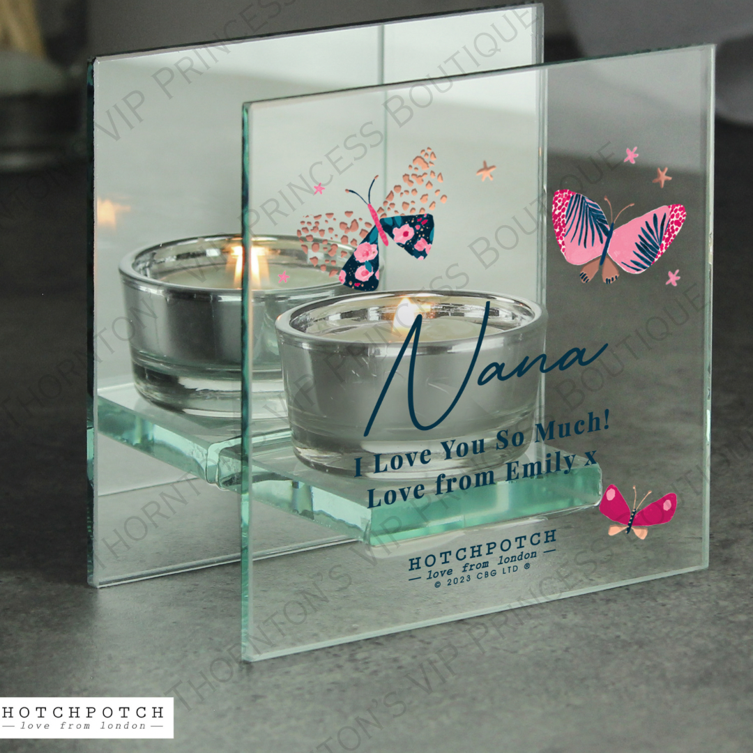 Personalised Butterfly Mirrored Tealight Holder