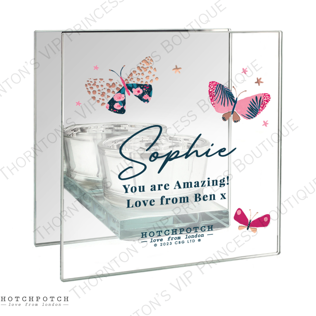 Personalised Butterfly Mirrored Tealight Holder