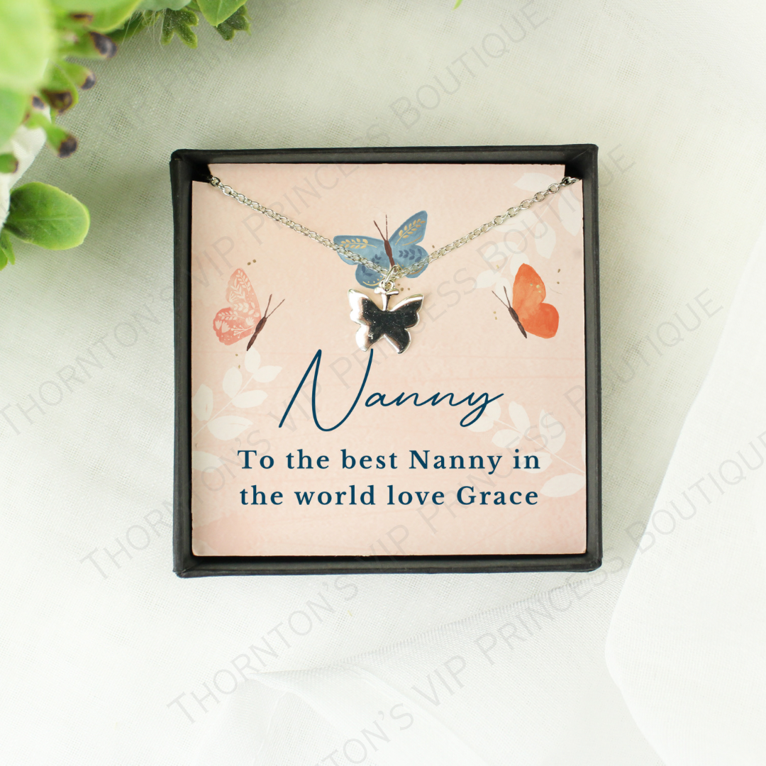 Personalised Butterfly Sentiment Necklace and Box