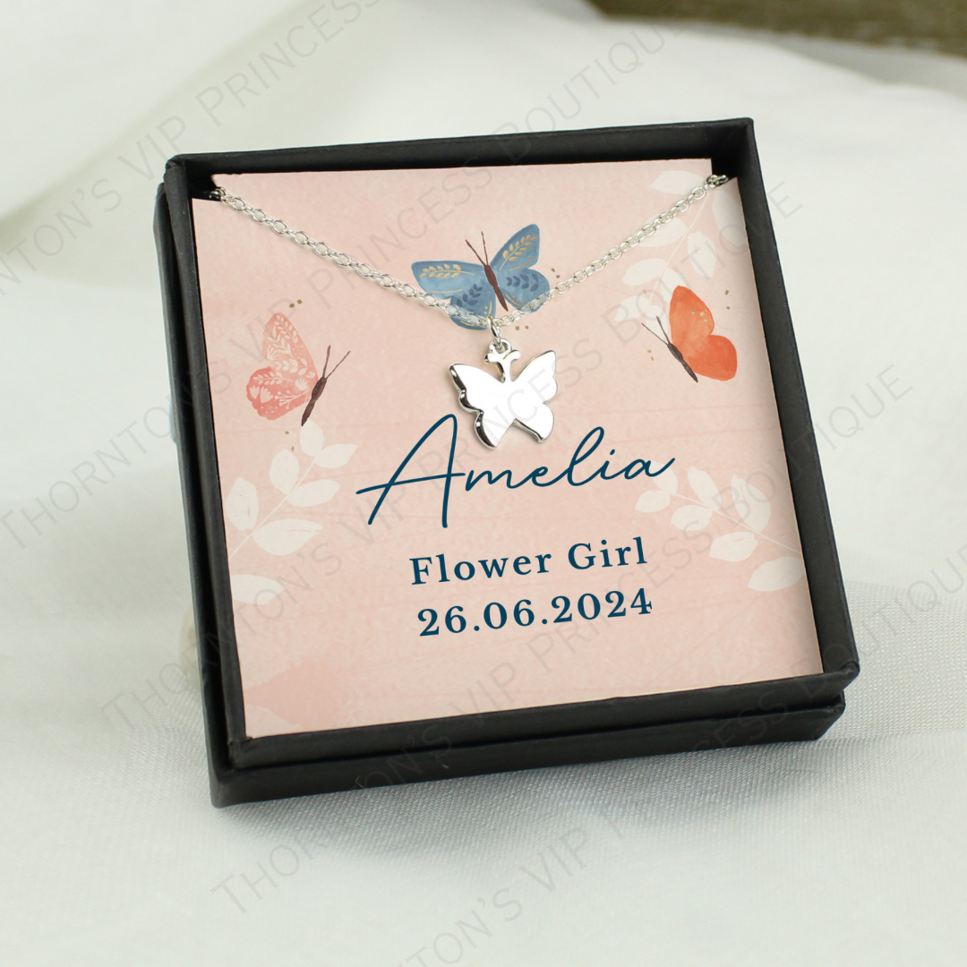 Personalised Butterfly Sentiment Necklace and Box