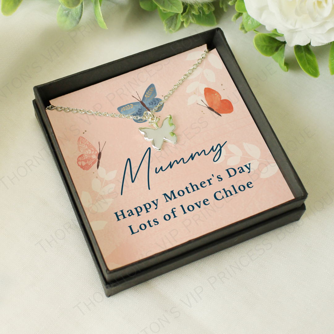 Personalised Butterfly Sentiment Necklace and Box