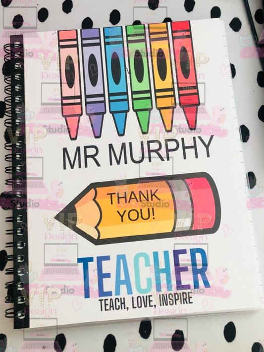 Crayons Teacher Personalised Notebook