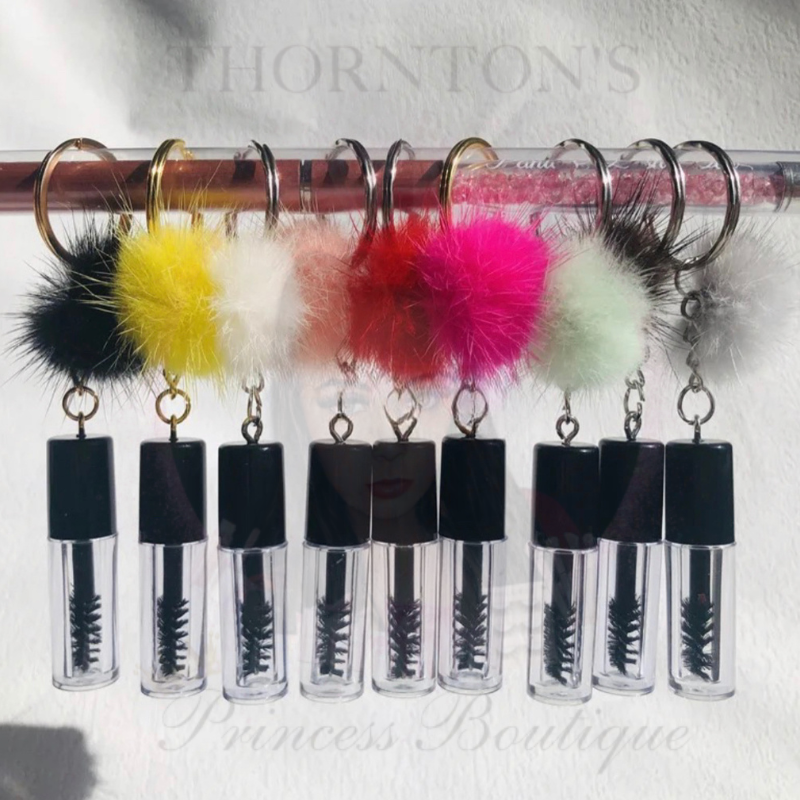 Mini Spoolie In A Tube Pom-Pom Keychain X3