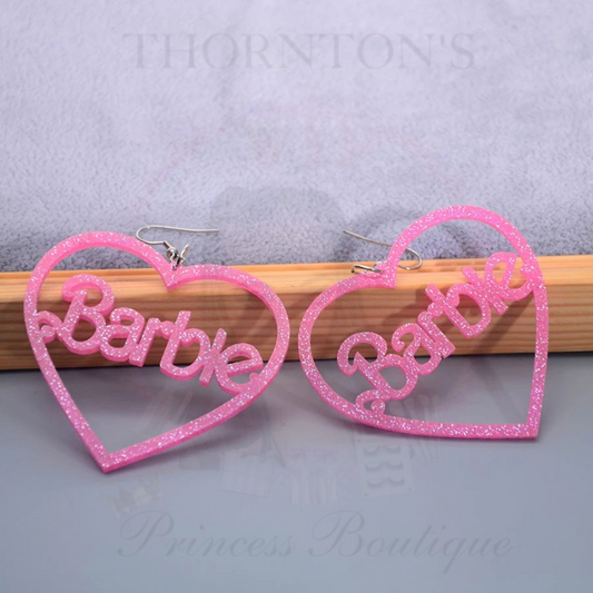 Barbie Blush Sparkle Heart Danglers