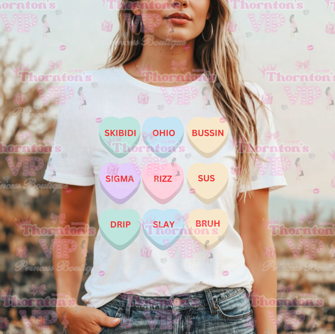 Women’s Gen Z Slang Love Hearts T-Shirt