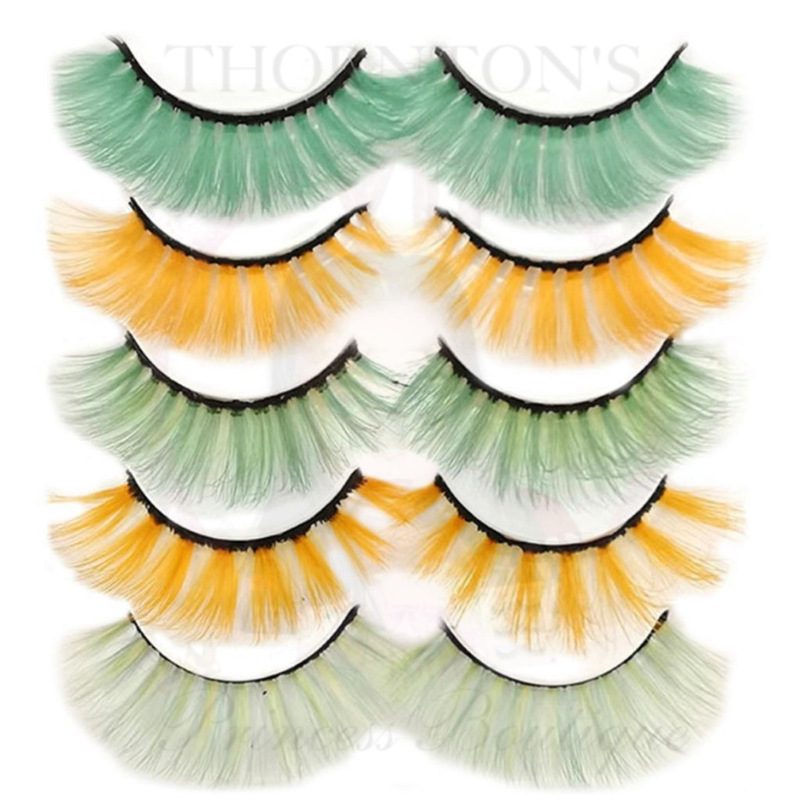 Green & Yellow Set Of 5 Lashes