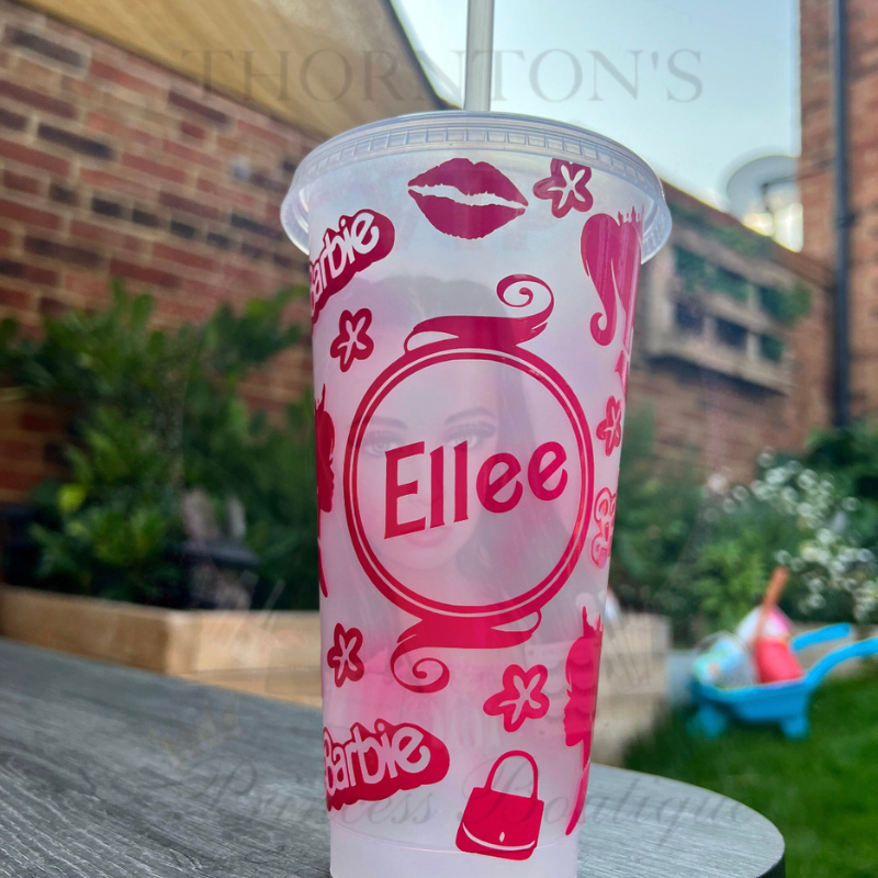 Personalised Barbie Glam Transparent Cold Cup