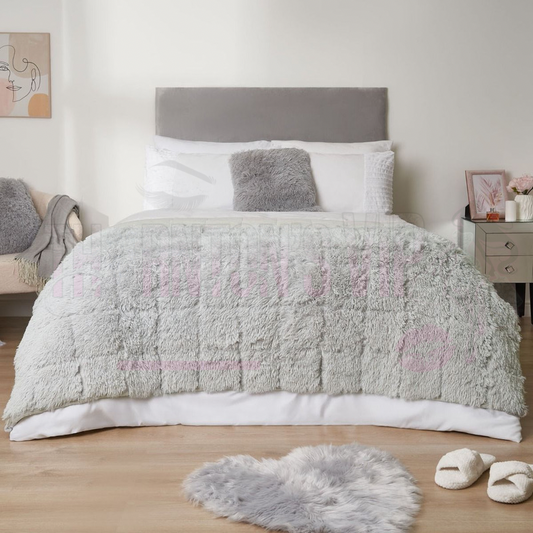 Grey Fluffy Weighted Blanket
