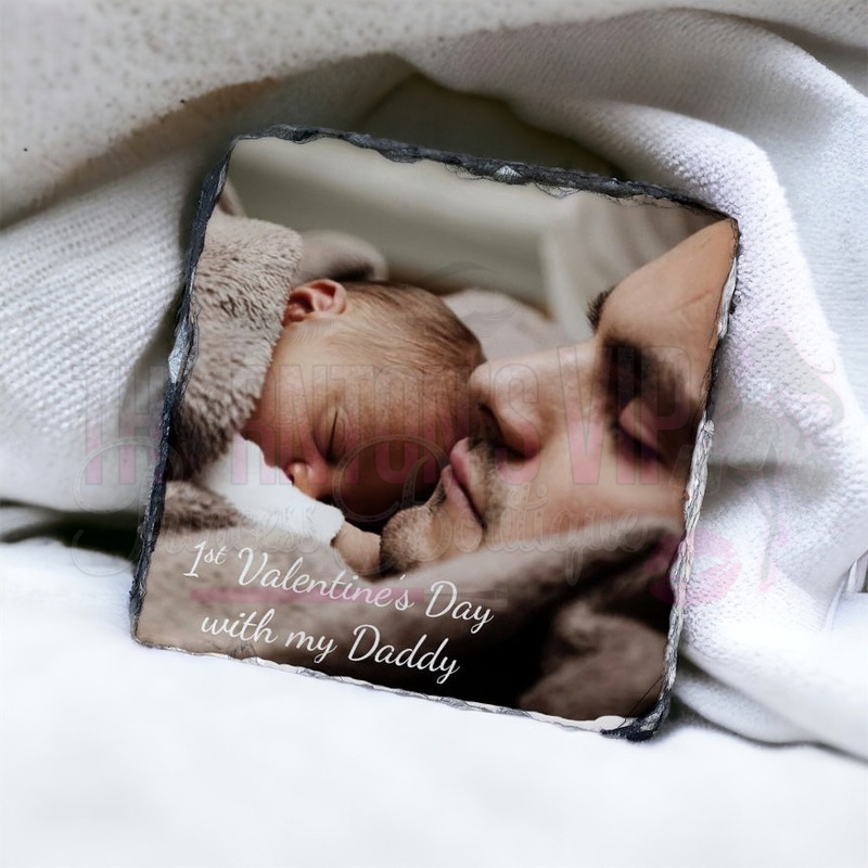 Personalised First Valentines Day Slate Coaster