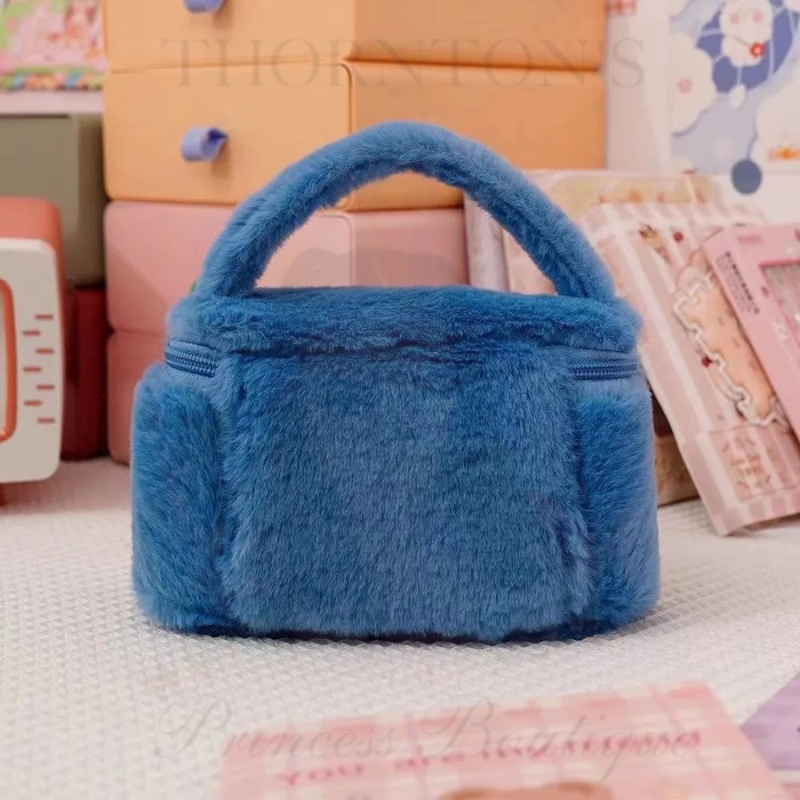 Blue Monster Fluff Beauty Haven Cosmetics Bag