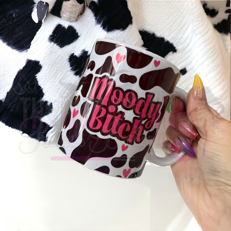 Moody B**ch Cow Print Mug