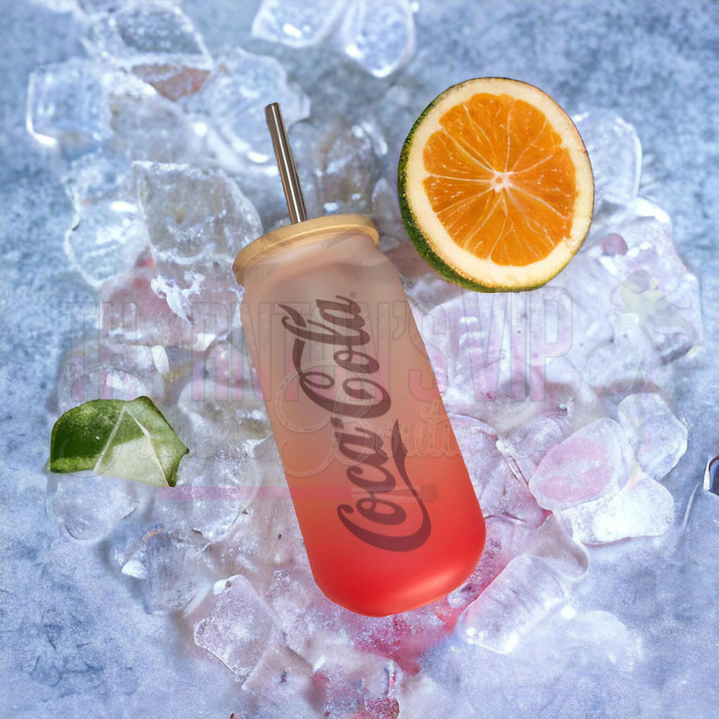 Red Coca Cola Frosted Glass Jar Drink