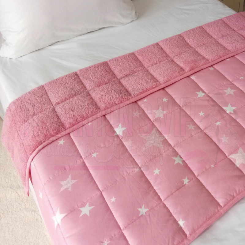 Kids Pink Star Teddy Fleece Weighted Blanket