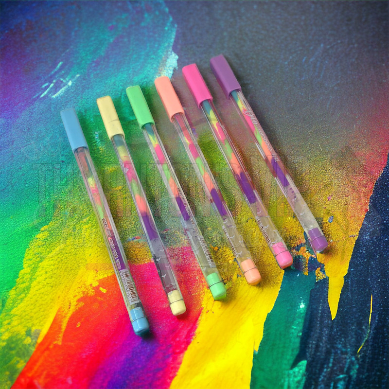 Set Of Six Rainbow Fluorescent Gel Pens