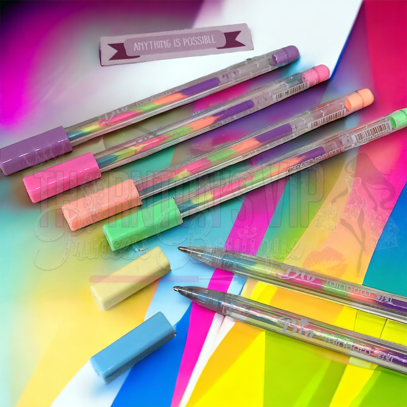 Set Of Six Rainbow Fluorescent Gel Pens