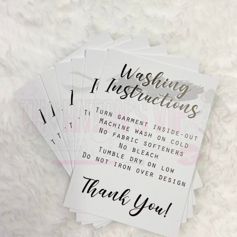 Clothing/Fabric Care Cards - Pack of 20