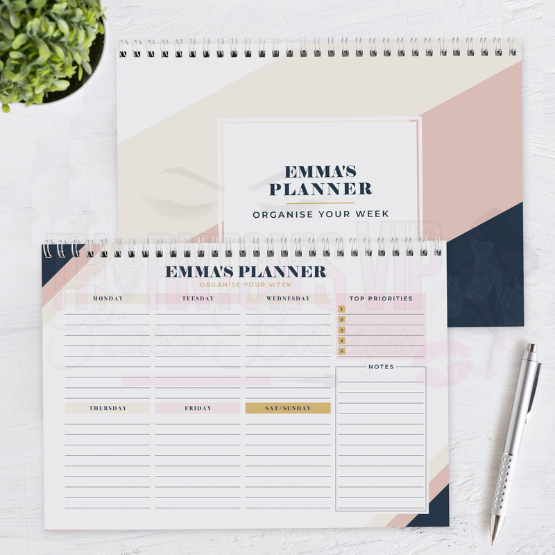 Personalised Navy & Blush A4 Desk Planner