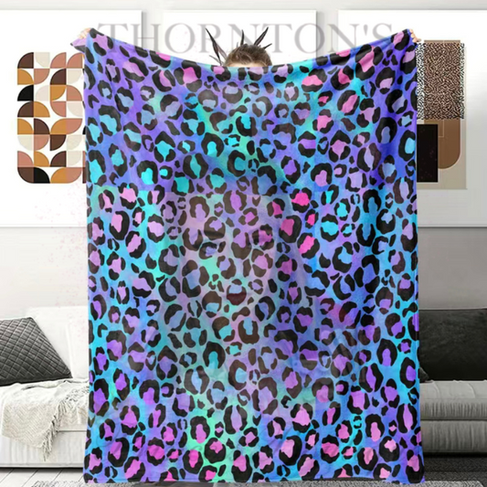 Wild Rainbow Leopard Print Blanket