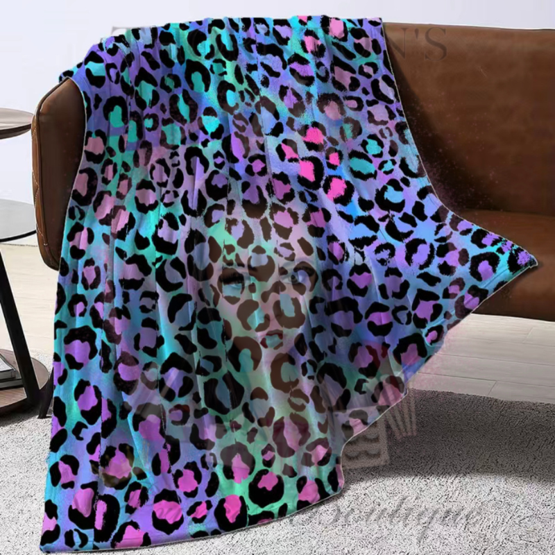 Wild Rainbow Leopard Print Blanket