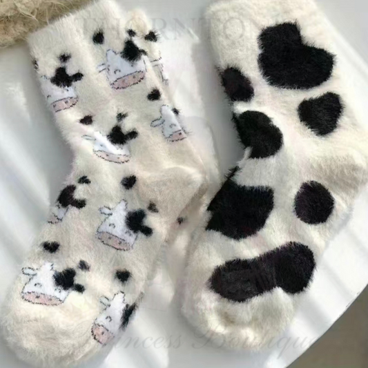 Pack Of Two Fluffy Cow Socks