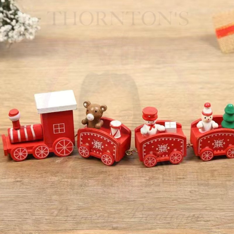 Wooden Christmas Train Ornament