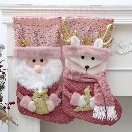 Pink Fluffy Christmas Stockings