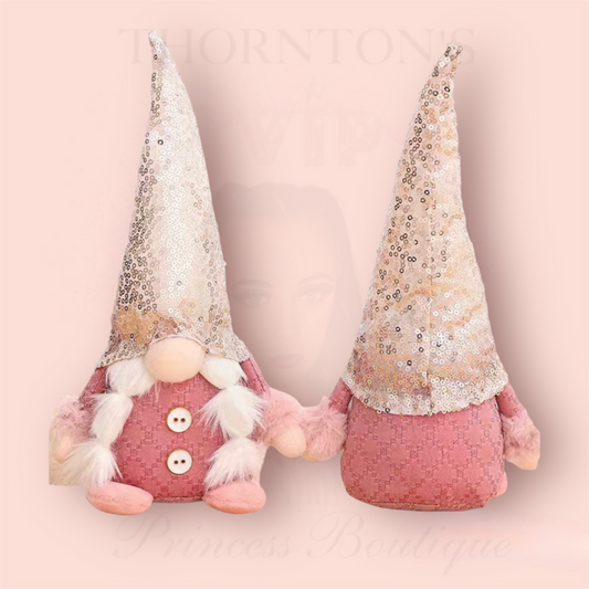 Sparkling Rose Gold Hat Pink Christmas Gonk