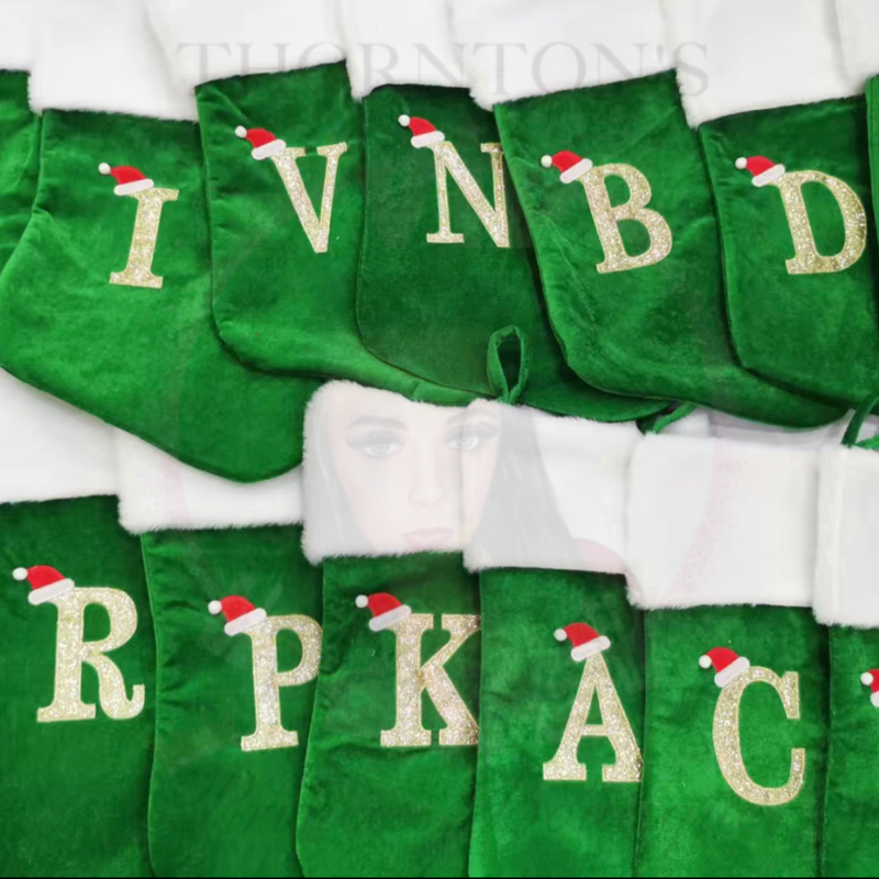 Velvet Plush Initial Christmas Stockings