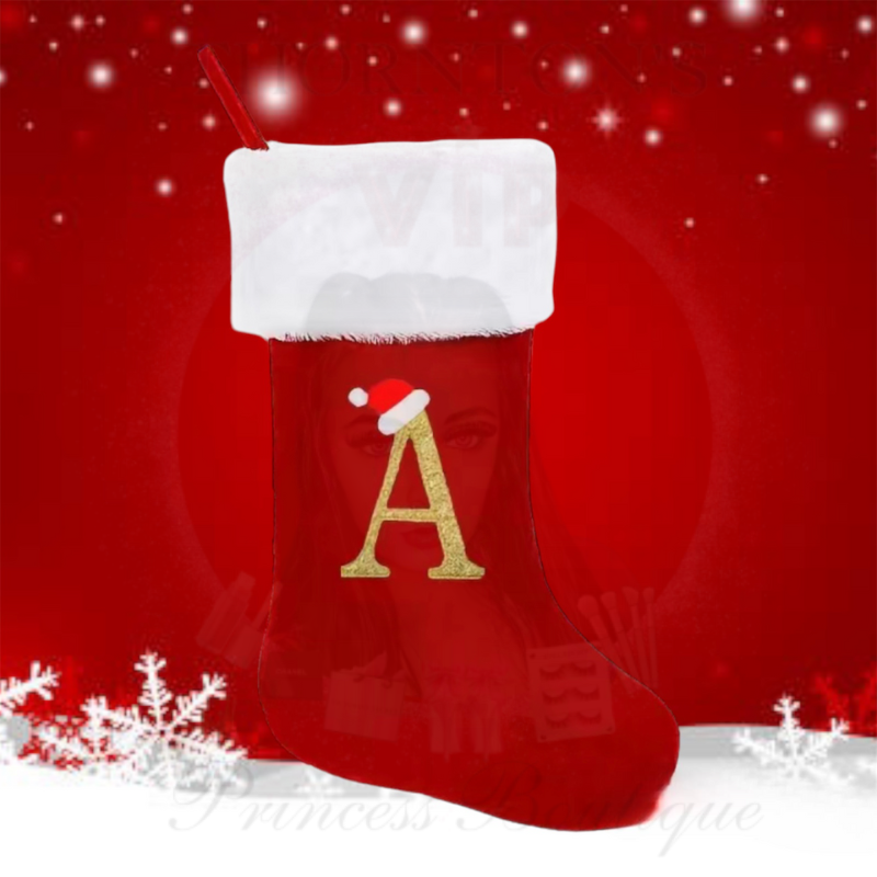 Velvet Plush Initial Christmas Stockings